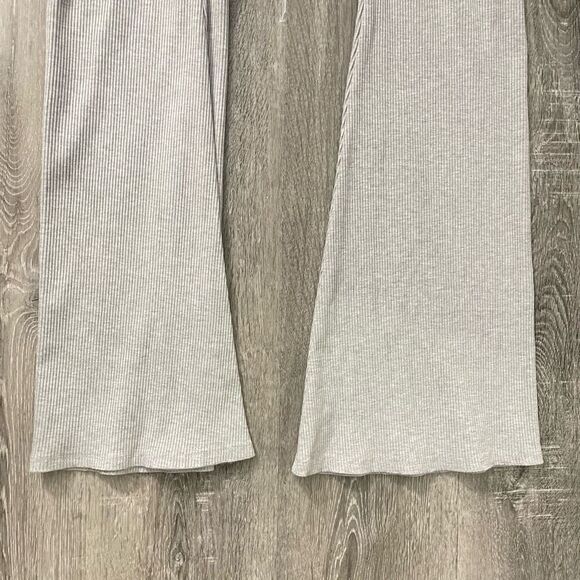 Forever 21 Gray Ribbed High Rise Flare Leggings L – Wide Waistband Rayon/Spandex - Picture 4 of 11